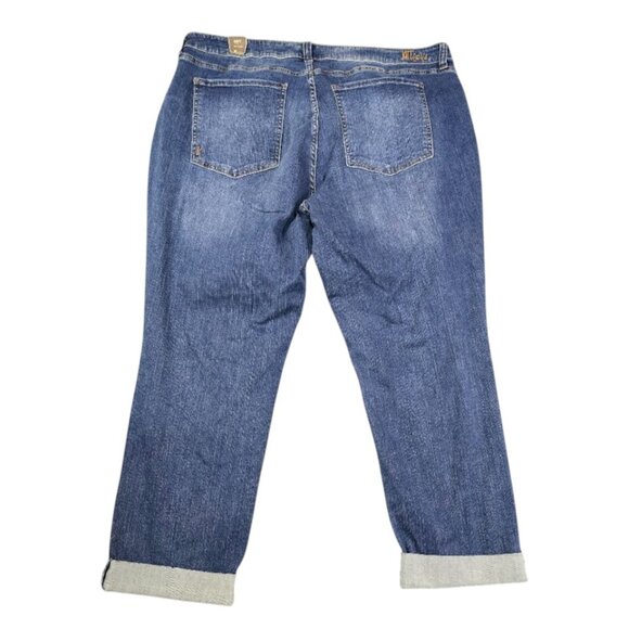 KUT from the Kloth Jeans Womens 24W Blue Katy Boyfriend Cuffed Stretch Plus - Picture 2 of 14